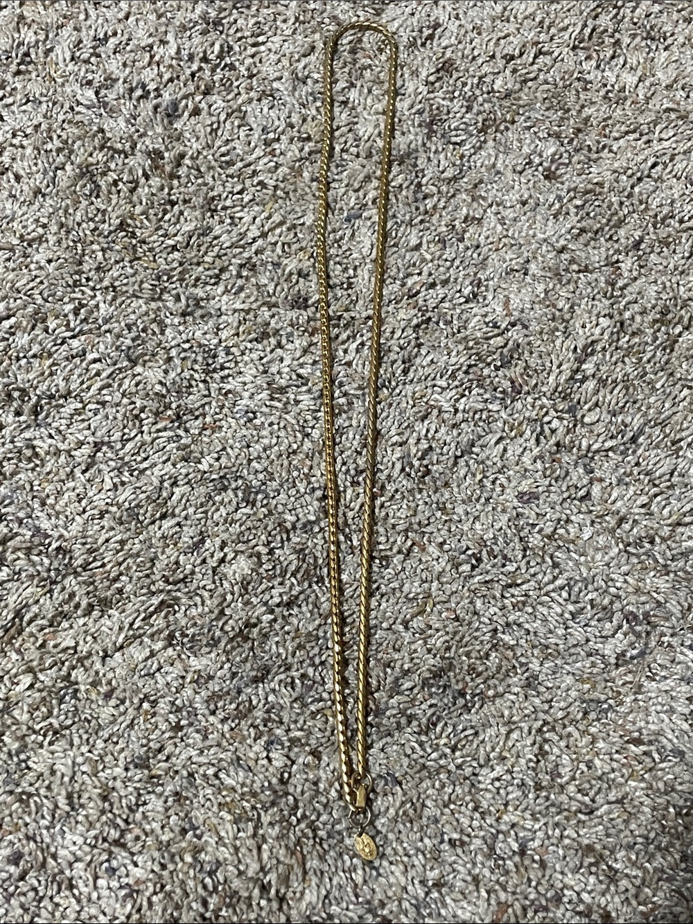 Vintage Gold Tone Herringbone Chain Necklace